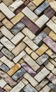 Natural Stone Mosaic Herringbone Tile Pattern Royalty Free Stock Photo