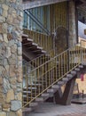 Natural, stone, mountain, sandstone, masonry, stairs, decoration, metal, forging, stone, railing,