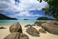 Natural stones at beautiful tropical coastline