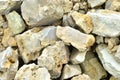 Natural stones dolomite close up in the limestone open-pit mining. Building materials, wall background, texture