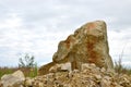 Natural stones dolomite close up in the limestone open-pit mining. Building materials, wall background, texture Royalty Free Stock Photo