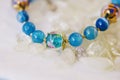 Natural stones. Venetian glass and blue agate necklace Royalty Free Stock Photo