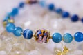 Natural stones. Venetian glass and blue agate necklace Royalty Free Stock Photo