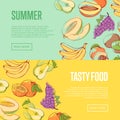 Natural summer fruits flyers set