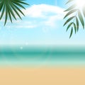 Natural Sunny Palm Summer Sea Background. Copy space vector illustration