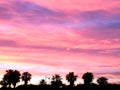 Natural Sunset Sunrise Over Field Or Meadow. Bright Royalty Free Stock Photo