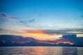 Natural Sunset Sunrise Over Field Or Meadow. Bright Dramatic Sky And Dark Ground. Countryside Landscape Under Scenic Royalty Free Stock Photo