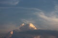 Natural Sunset Sunrise Over Field Or Meadow. Sun Over Skyline, Horizon. Dark dramatic sky with thick clouds after sunset Royalty Free Stock Photo