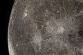 Natural surface of the Moon - a real photo taken through an astronomical telescope. Lunar meteorite craters