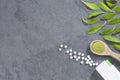 Natural sweetener in pills of stevia plant - Stevia rebaudiana. Royalty Free Stock Photo