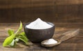 Natural sweetener in powder from stevia plant - Stevia rebaudiana Royalty Free Stock Photo