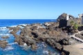 Natural swimming pool El Caleton panorama in town Garachico with Atlantic Ocean on Canary Island Tenerife, Spain