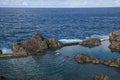 Natural Swimming Pools and the Atlantic Ocean in Porto Moniz, Madeira, Portugal. Royalty Free Stock Photo