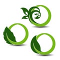 Natural symbols, nature circular elements with leaf and plant