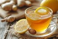 Natural tea with honey, lemon and ginger for health Royalty Free Stock Photo