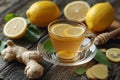 Natural tea with honey, lemon and ginger for health Royalty Free Stock Photo