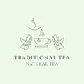 natural tea logo line art minimalist vector illustration design icon Royalty Free Stock Photo