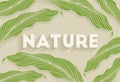 Natural Text On Green Leaves Banner On Cream Background. Vector Illustration