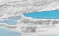 Natural thermal springs pools, travertines and terraces in Pamukkale, Denizli, Turkey. Cotton castle Royalty Free Stock Photo