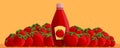 Natural tomato ketchup concept banner, cartoon style Royalty Free Stock Photo