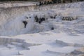 Natural travertine Dry pools and terraces in Pamukkale. Cotton castle in southwestern Turkey, Royalty Free Stock Photo