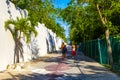 Natural tropical mexican caribbean beach entrance Playa del Carmen Mexico Royalty Free Stock Photo