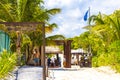 Natural tropical mexican caribbean beach entrance Playa del Carmen Mexico Royalty Free Stock Photo