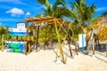 Natural tropical mexican caribbean beach entrance Playa del Carmen Mexico Royalty Free Stock Photo