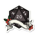 natural twenty D20 dice roll sticker Royalty Free Stock Photo