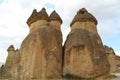 Natural valley with volcanic tuff stone rocks in Pasabag in Cappadocia, Turkey.