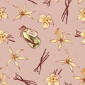 Natural vanilla spice seamless pattern