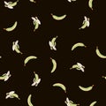 Natural vector coloured bananas black pattern