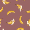 Natural vector coloured bananas retro pattern