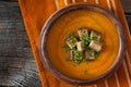 Natural vegetarian pumpkin cream soup with