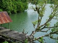 Natural view of the river estuary pier seen from above. Royalty Free Stock Photo