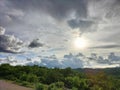 natural views in the mountainous area and the sun about to set in the Belu Regency area