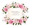 Natural vintage greeting card with roses. Royalty Free Stock Photo