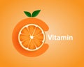 Natural vitamin C, orange. Vector illustration