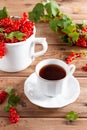 Natural vitamin tea with fresh red currant berries, summer fruit harvest Royalty Free Stock Photo