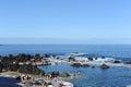 Natural volcanic lava swimming pools on a sunny day with blue sky and Atlantic Ocean in Porto Moniz in Madeira Island, Portugal Royalty Free Stock Photo