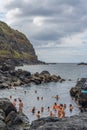 Natural volcanic rocks near Ponta da Ferraria, Sao Miguel island, Azores