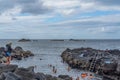 Natural volcanic rocks near Ponta da Ferraria, Sao Miguel island, Azores