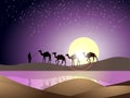 A natural wallpaper with man, camel and sun