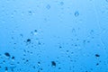 Natural water drop background on glass. Blurred city Royalty Free Stock Photo