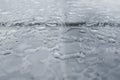 Natural water drops on a glass table after rain. Royalty Free Stock Photo