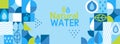 Natural water,horizontal geometric banner.