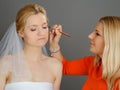Natural Wedding make-up applied to pretty bride Royalty Free Stock Photo