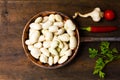 Natural white beans in a bowl on a table Royalty Free Stock Photo