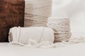 Natural White Macrame Cord on Soft White Background Royalty Free Stock Photo