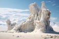 Natural White Rock on Snow Field, Breathtaking Winter Landscape